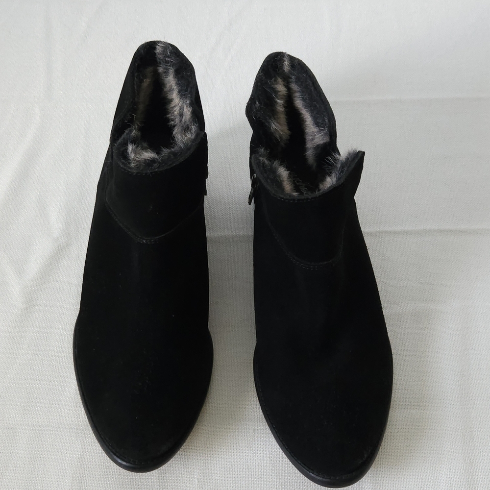 Seychelles Black Leather Ankle Boots Women’s 10 Faux Fur Lined Low Block Heel - Picture 6 of 10